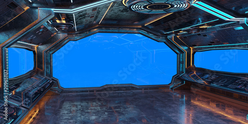 Fototapeta Naklejka Na Ścianę i Meble -  Grunge Spaceship interior background 3D rendering
