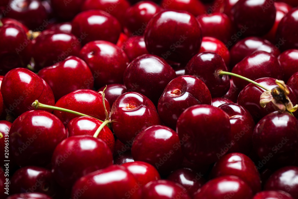 Ripe juicy cherry close-up. Without background, texture Ripe juicy cherry close-up. Without background, texture