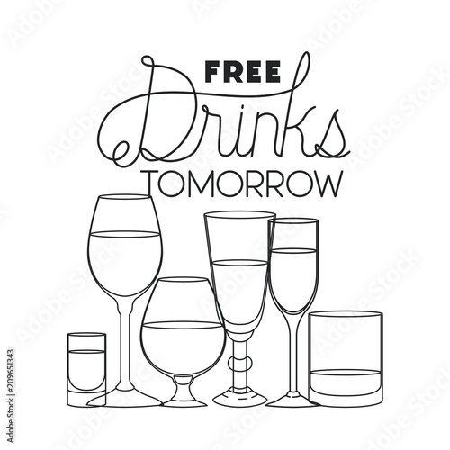 free drinks set icons vector illustration design