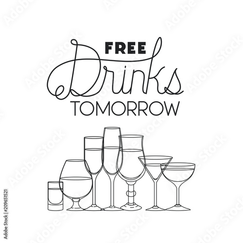 free drinks set icons vector illustration design