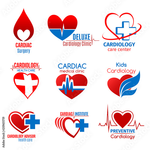 Cardiology medicine and cardiac surgery symbol