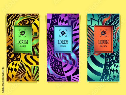 Set Template for package or flyer or label from Luxury Abstract Cosmos background made by foil or metal effect   in colorful for cosmetic or perfume or for brand book