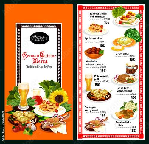 German cuisine restaurant menu template design