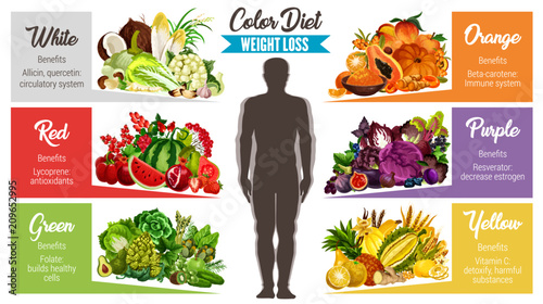 Color diet healthy food banner for weight loss