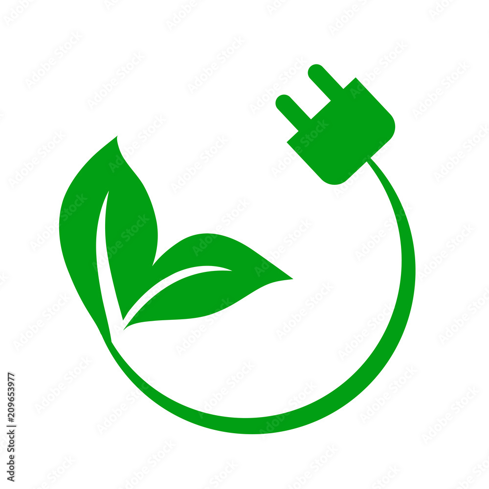 plug and leaf eco energy concept icon, stock vector illustration plug and leaf eco energy concept icon, stock vector illustration