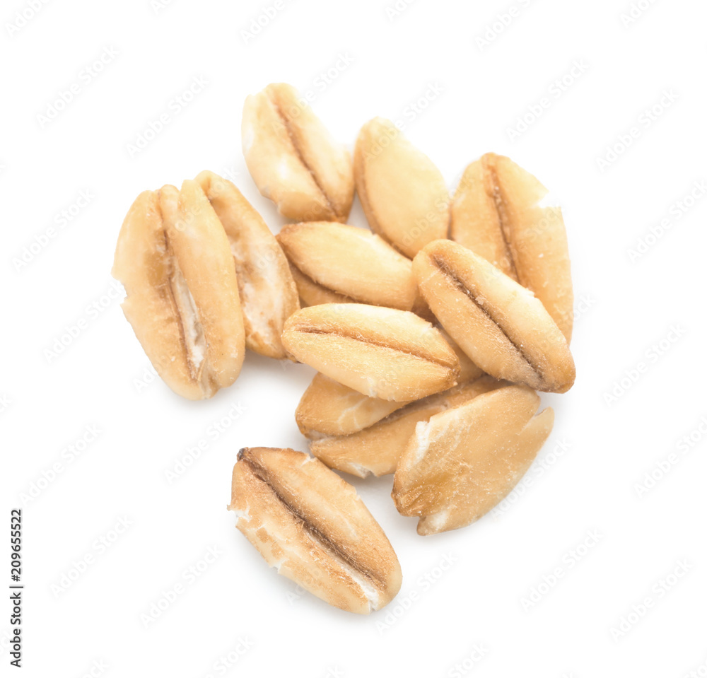 Raw oatmeal on white background Raw oatmeal on white background