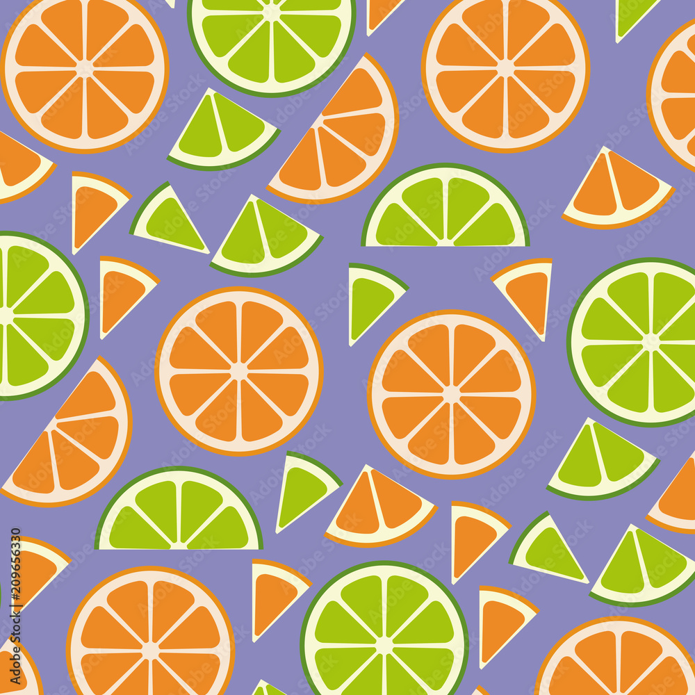 citrus fruits sliceds pattern background vector illustration design