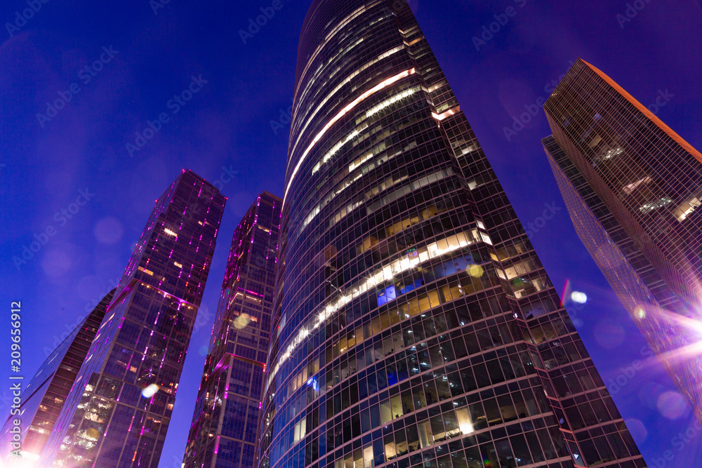 modern Business Center in the night lights