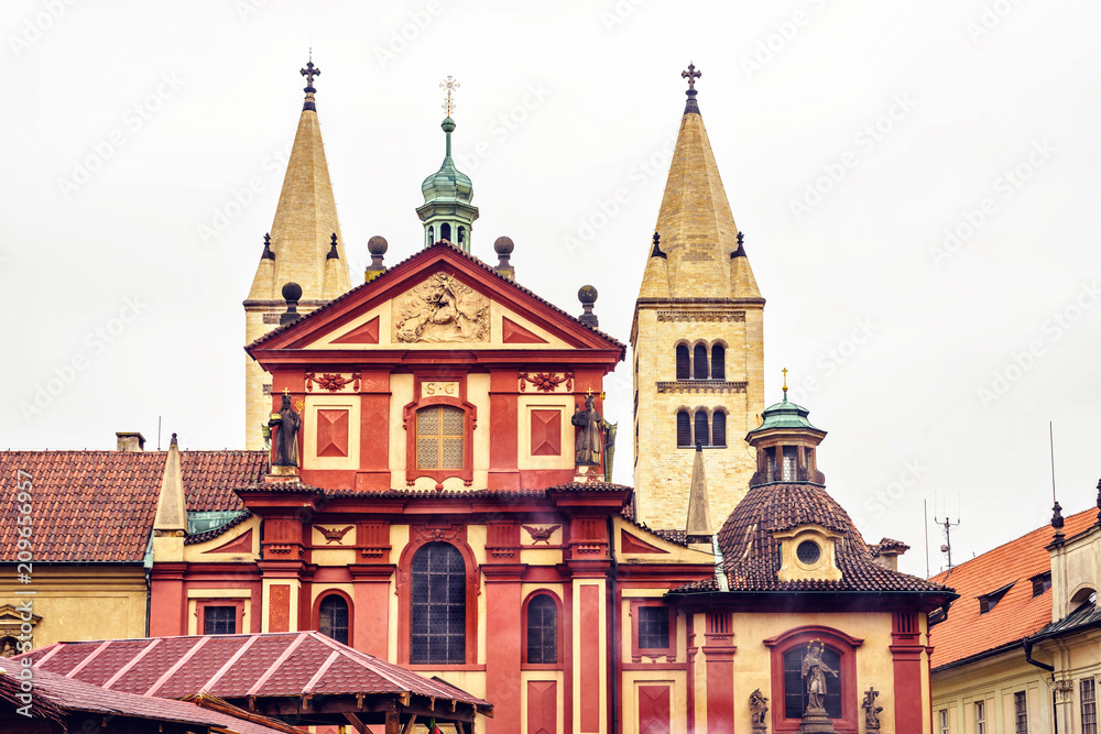 Romanesque style St. George's Basilica from bottom Romanesque style St. George's Basilica from bottom