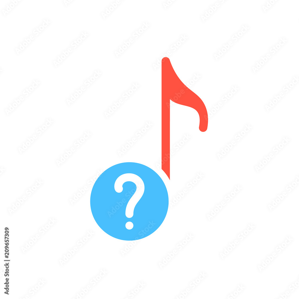 Musical note icon, music icon with question mark. Musical note icon and help, how to, info, query symbol Musical note icon, music icon with question mark. Musical note icon and help, how to, info, query symbol