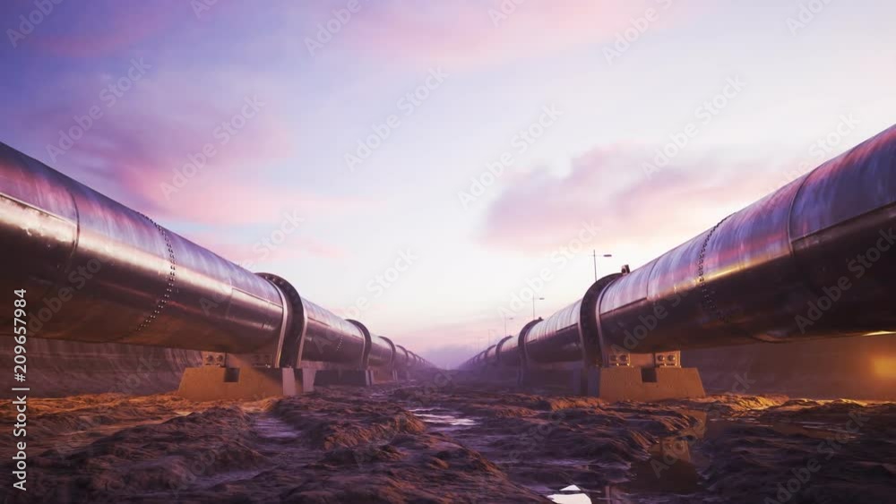 A pipeline running through the excavation transport fuel over long distances.