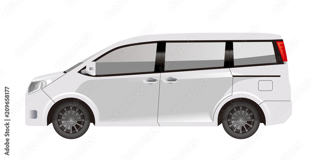 白色のミニバンのイラスト 自動車のイラスト 横向きの自動車 Landscape Car Illustration Stock Vector Adobe Stock
