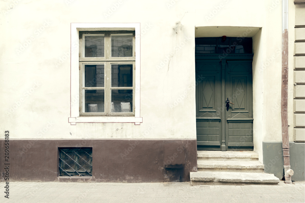 Fototapeta premium Building exterior, old building door. Old town Riga, Latvia