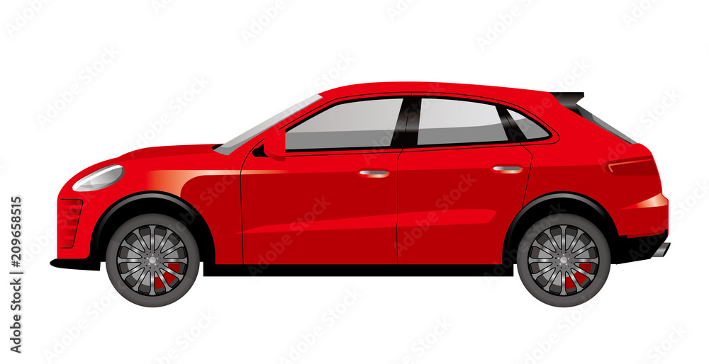 赤色のsuv車のイラスト 自動車のイラスト 横向きの自動車 Landscape Car Illustration Stock Vector Adobe Stock