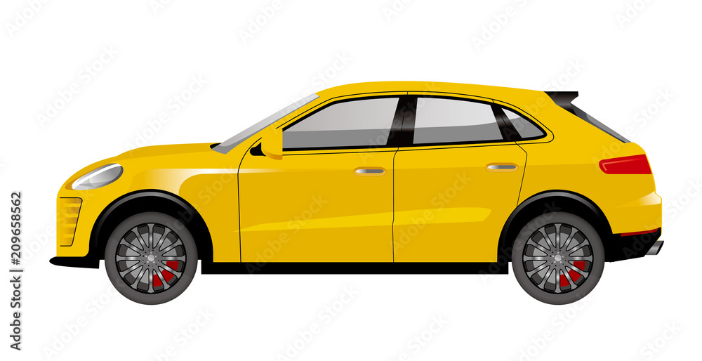 黄色のsuv車のイラスト 自動車のイラスト 横向きの自動車 Landscape Car Illustration Stock ベクター Adobe Stock