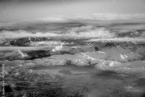 Luftbild Zagrosgebirge schwarzweiß