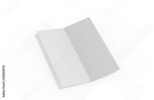 Bi fold or Vertical half fold brochure mock up on isolated white background, 3d illustration © devrawat21