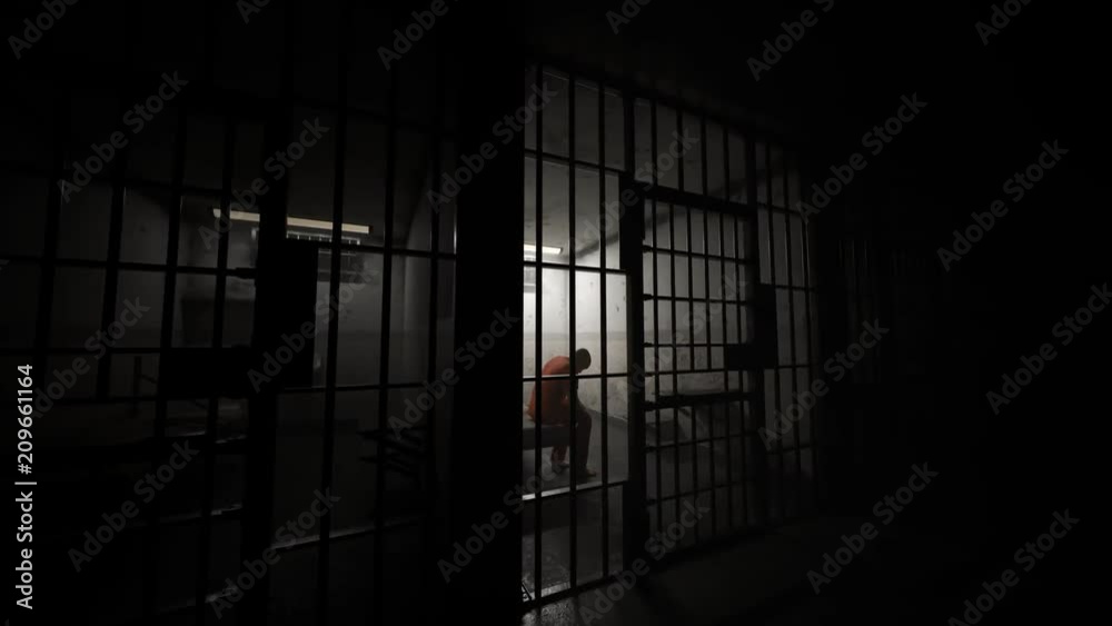 Animation of a guilty prisoner incancerated in dark prison cell. Justice Animation of a guilty prisoner incancerated in dark prison cell. Justice