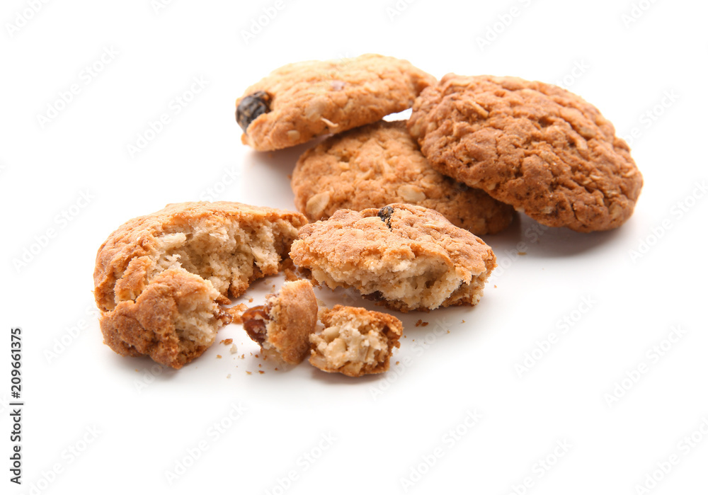 Delicious oatmeal cookies on white background Delicious oatmeal cookies on white background
