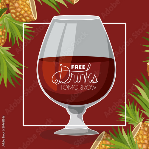 free drinks tomorrow label vector illustration design