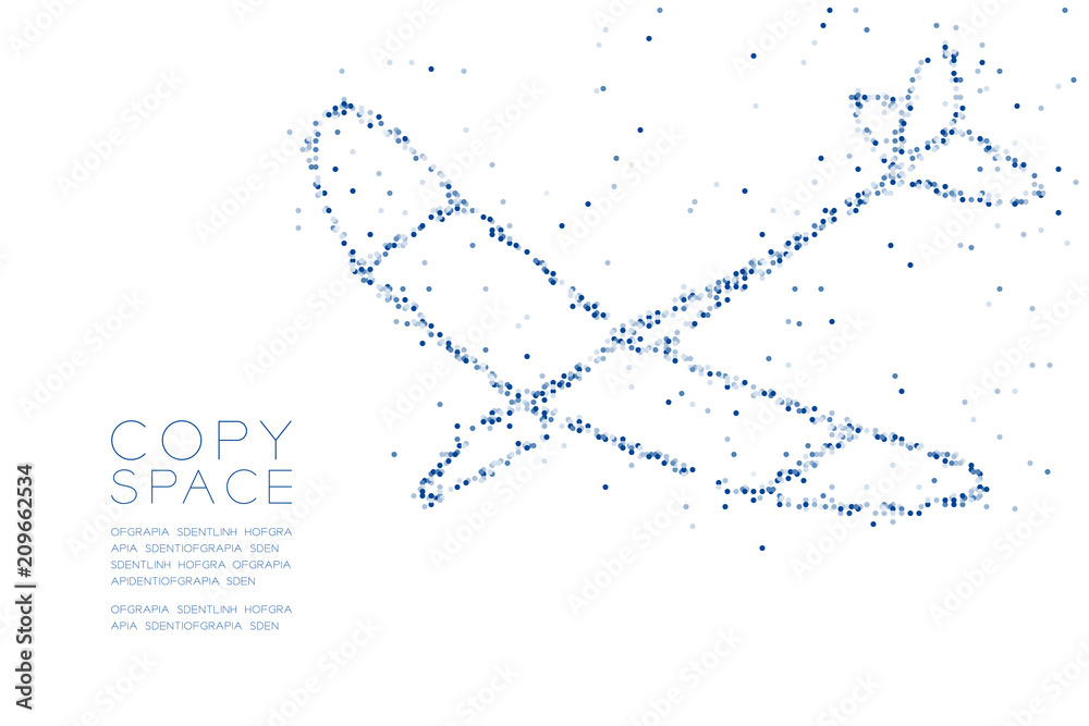 Abstract Geometric Circle dot pixel pattern Glider plane shape, business travel concept design blue color illustration on white background with copy space, vector eps 10 Abstract Geometric Circle dot pixel pattern Glider plane shape, business travel concept design blue color illustration on white background with copy space, vector eps 10