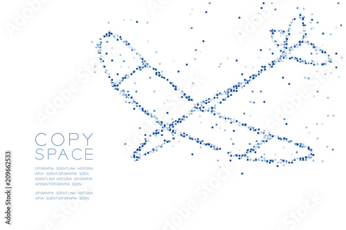 Abstract Geometric Square box pixel pattern Glider plane shape, business travel concept design blue color illustration on white background with copy space, vector eps 10