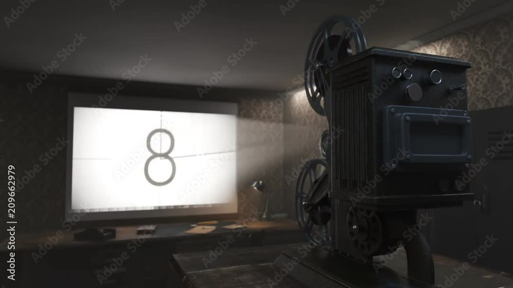 Vintage projector on the dark background. A retro device using old technology.