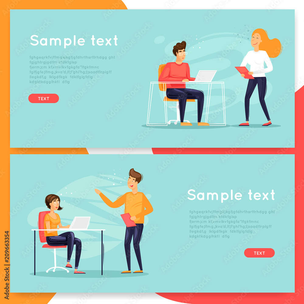 Meeting, teamwork, office life, business. Flat design vector illustration. Meeting, teamwork, office life, business. Flat design vector illustration.