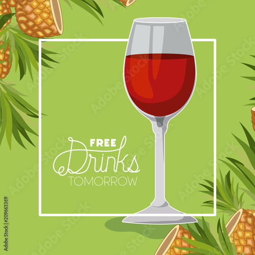 free drinks tomorrow label vector illustration design