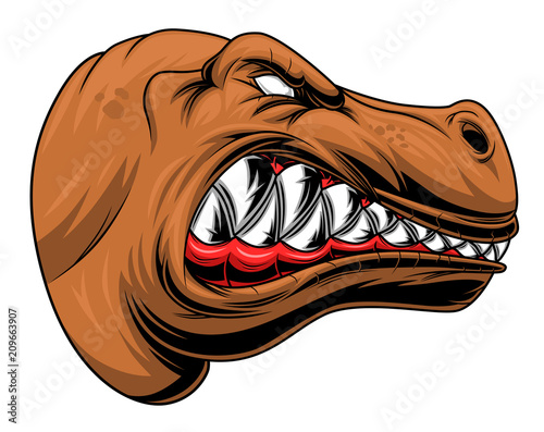 Angry tyrannosaurus head colored