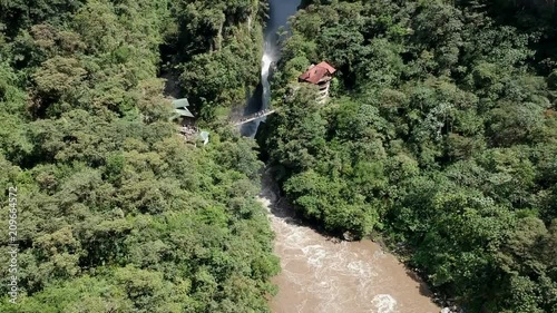 AERIAL: Diablo Waterfall in Ecuador from above