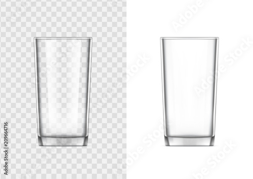 realistic glass cup. Transparent glassware