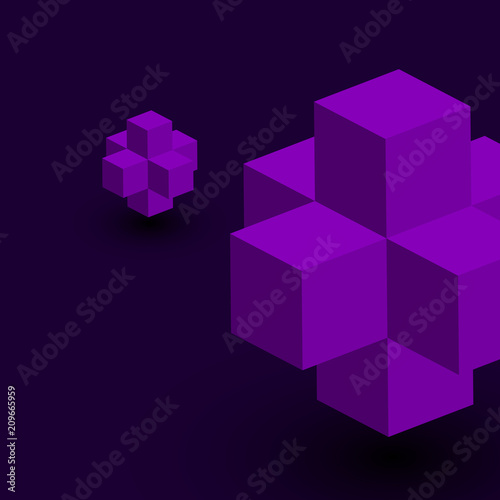 Purple background with 3d cubes.