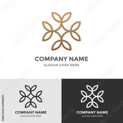 Art Plant Grow Trinity Floral Elegance Beauty Circle Cross Pattern Flowers Morocco Interior Motif Decoration Business Company Stock Vector Logo Design Template
