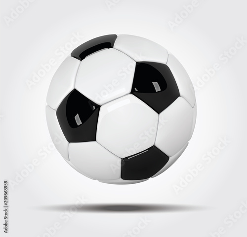 Realistic soccer ball or football ball on white background. 3d Style vector Ball on white background