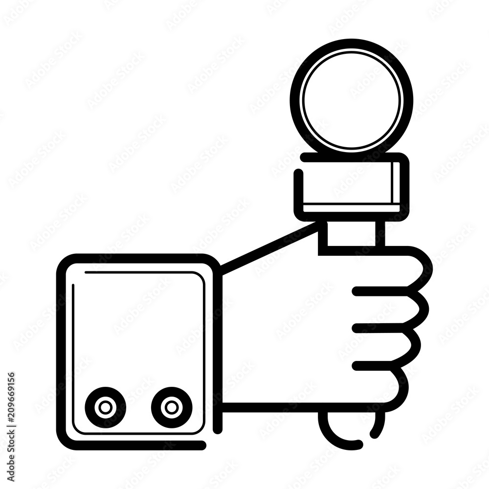 Hand holding microphone icon