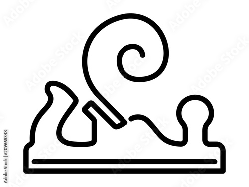 Jointer linear icon with spiral shavings Wood work shop logo Workhouse equipment isolated on white
