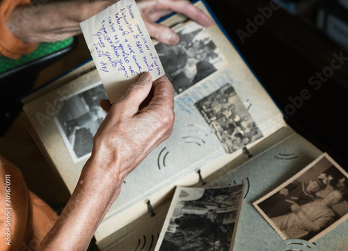 Old Woman Hands. Old Photoes. Family Photo Album. Vintage Photo Album.