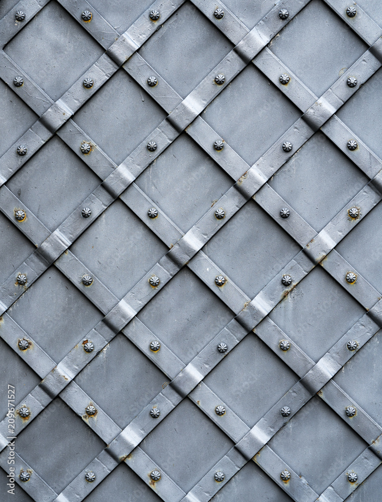 Metal expanded lath on  blue background Metal expanded lath on  blue background