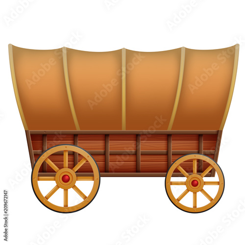 a wooden carriage on a white background