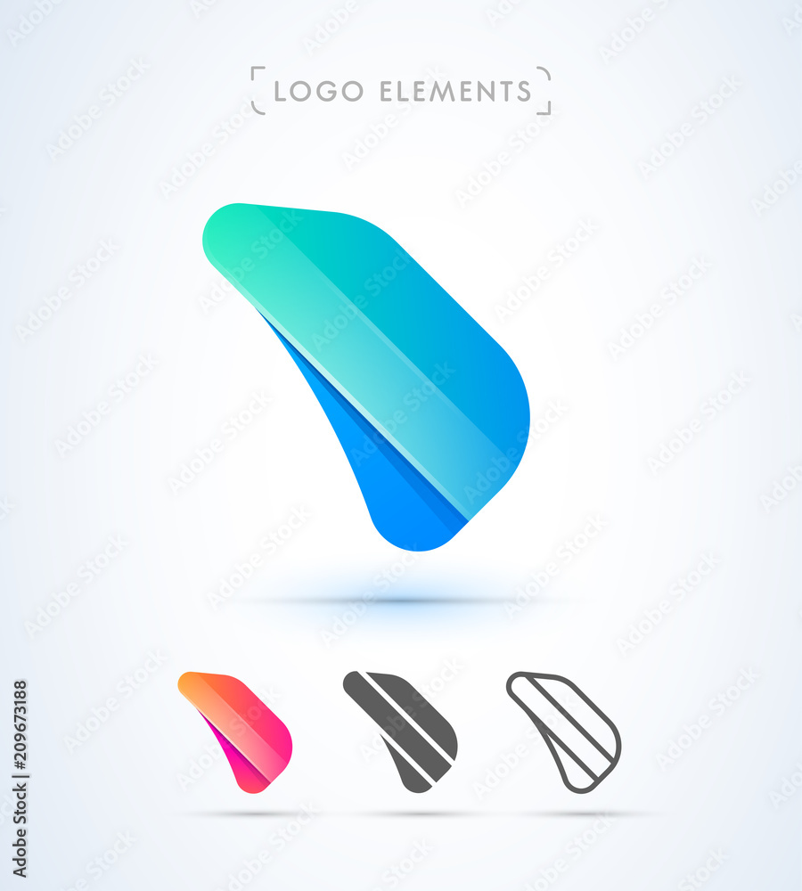 Vector abstract airplane wing logo template. Origami paper, material design, flat and line art style icon collection