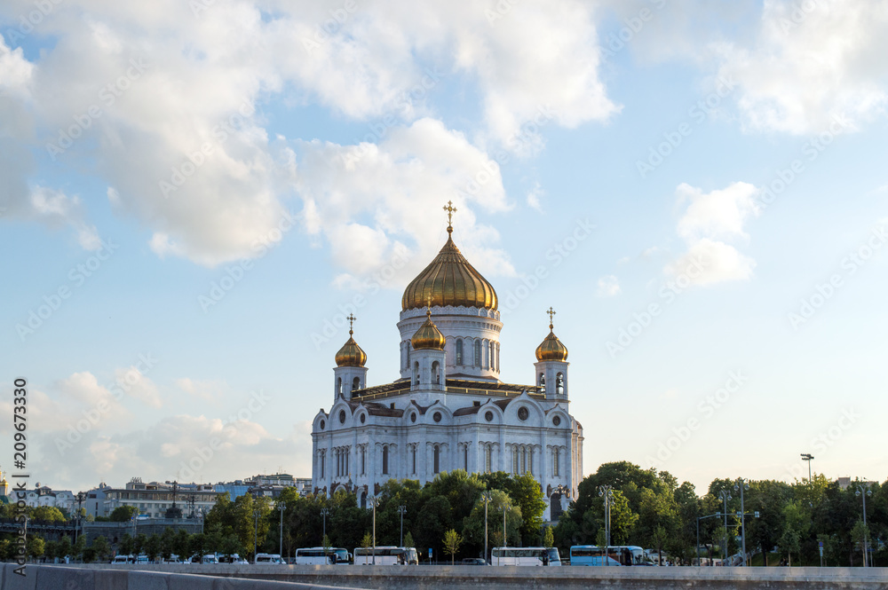 Cathedral of Christ the Saviour on summer evening, famous orthodox landmark and ancient architectural monument