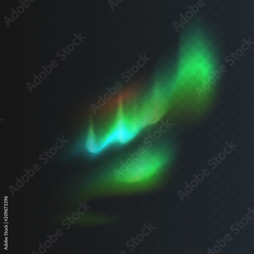 Stock vector illustration northern and polar lights Isolated on a transparent checkered background. Magnetic storms. Aurora Borealis. EPS 10.