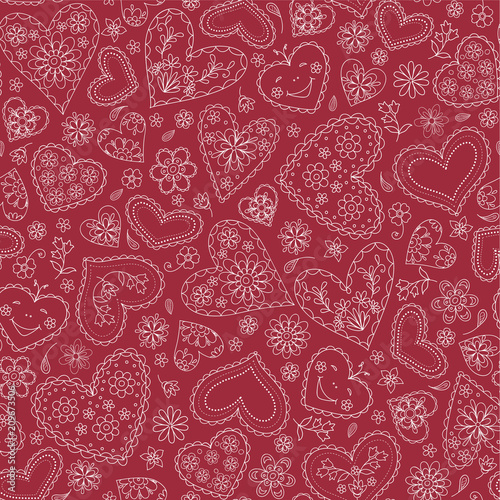 seamless  abstract  red background with hearts