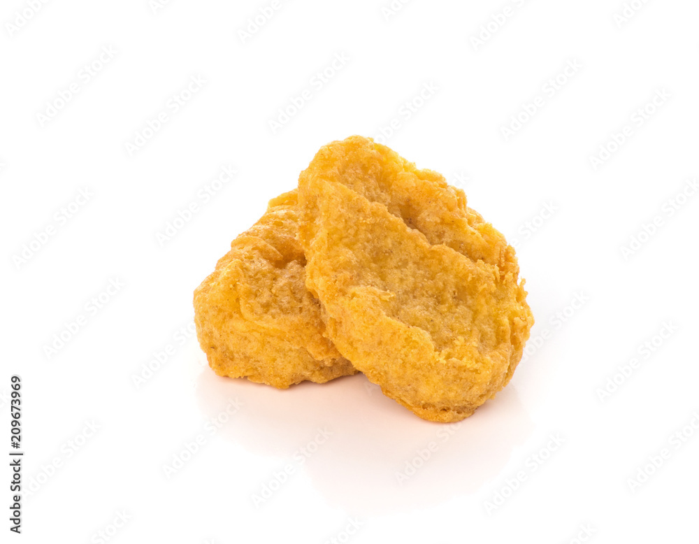 Fried chicken nuggets isolated on white background Fried chicken nuggets isolated on white background