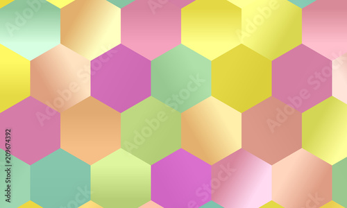 Pattern with multi-colored hexagons Simple geometric background. Mosaic style. Vector illustration 