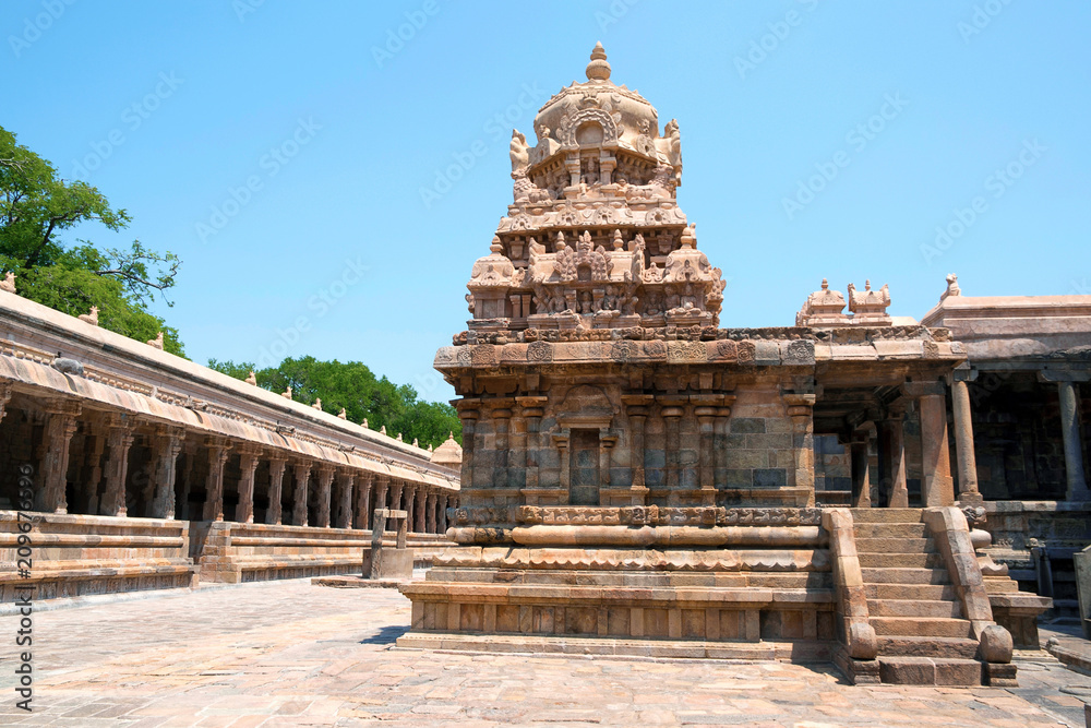 Chandikesvara Temple in the north of Airavatesvara Temple, Darasuram, Tamil Nadu. View from West.