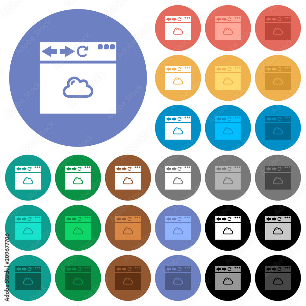 Browser cloud round flat multi colored icons Browser cloud round flat multi colored icons