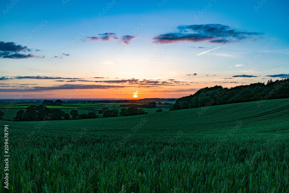 Sun setting over the Cotswlds