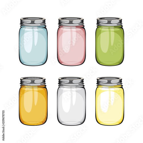 Fotótapéta Set of mason glass jar